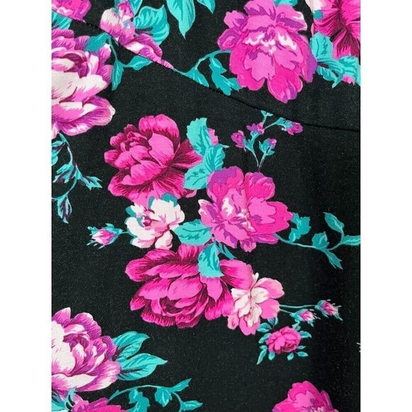 Torrid Floral Milkmaid Dress 14 Black Skater Midi Whimsigoth Fairy Feminine Goth - Picture 6 of 12